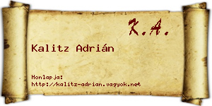 Kalitz Adrián névjegykártya
